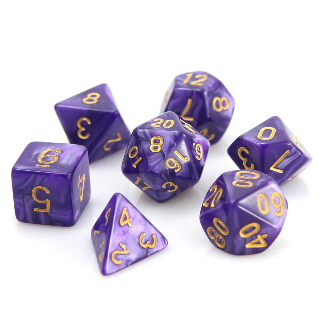 LionHeart Hobby 7 Piece RPG Set - Purple Swirl with Gold